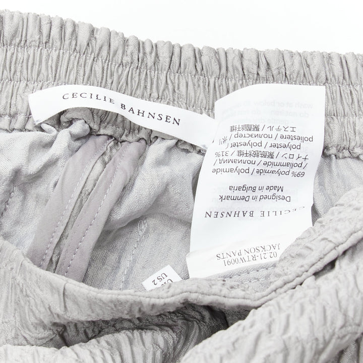 CECILIE BAHNSEN Jackson grey matelasse cloque cargo track pants UK6 XS