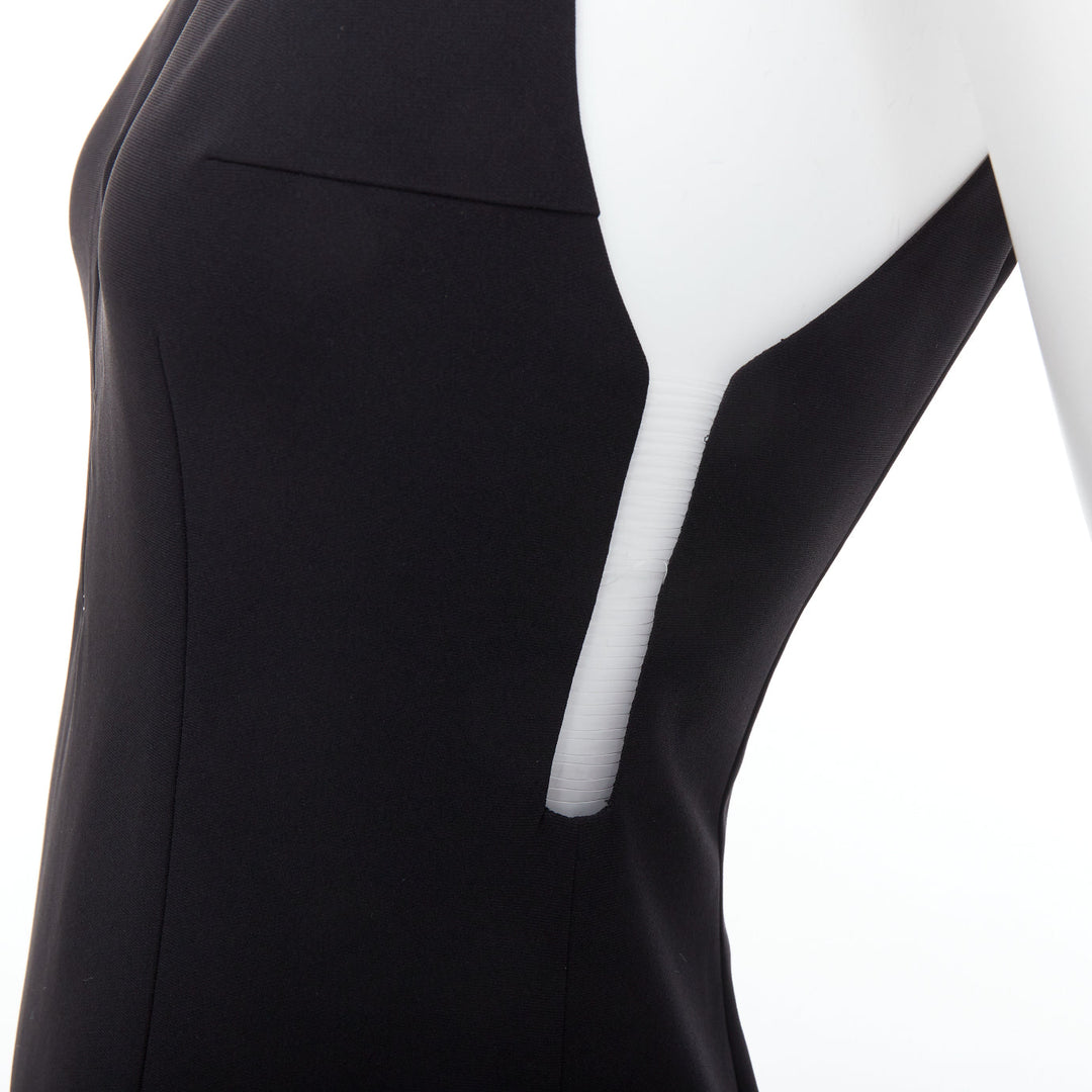 ALEXANDER WANG black fish wire plunge neck mini dress US2 S
