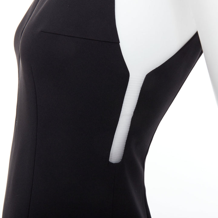 ALEXANDER WANG black fish wire plunge neck mini dress US2 S