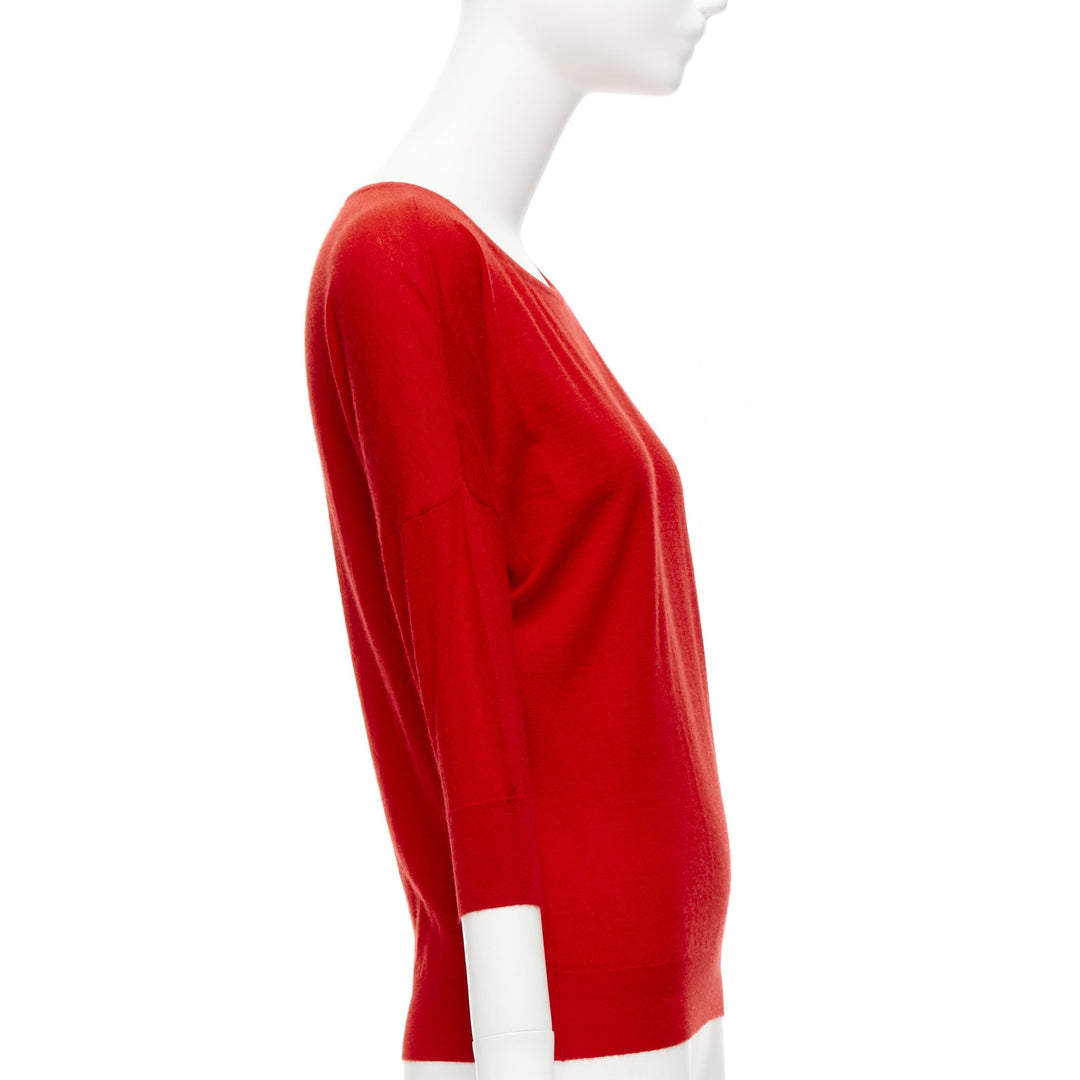 ALEXANDER MCQUEEN 100% cashmere red drop sleeve wide neck sweater top XS