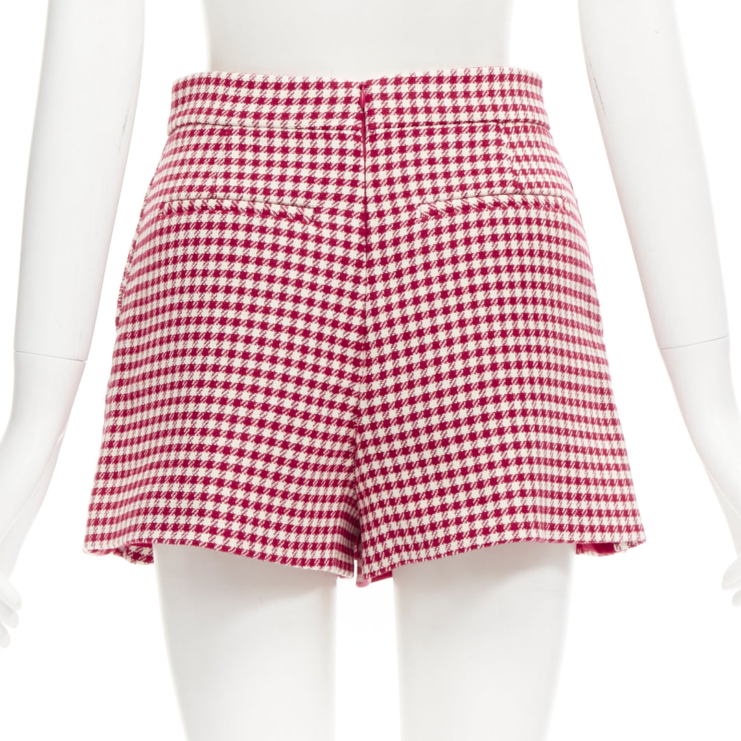 RED VALENTINO red white wool blend gingham pleated high waist skorts IT36 XXS
