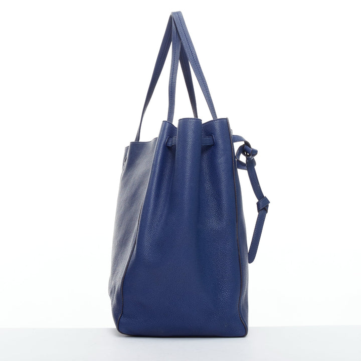 CELINE Cabas Phantom dark blue leather silver logo medium tote bag