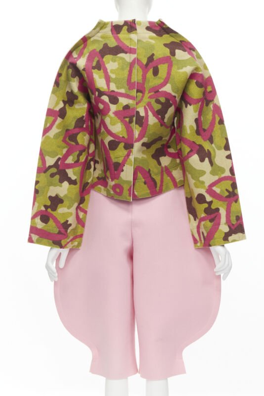rare COMME DES GARCONS 2012 Runway 2D Flat Packed Doll green camo pink set S
