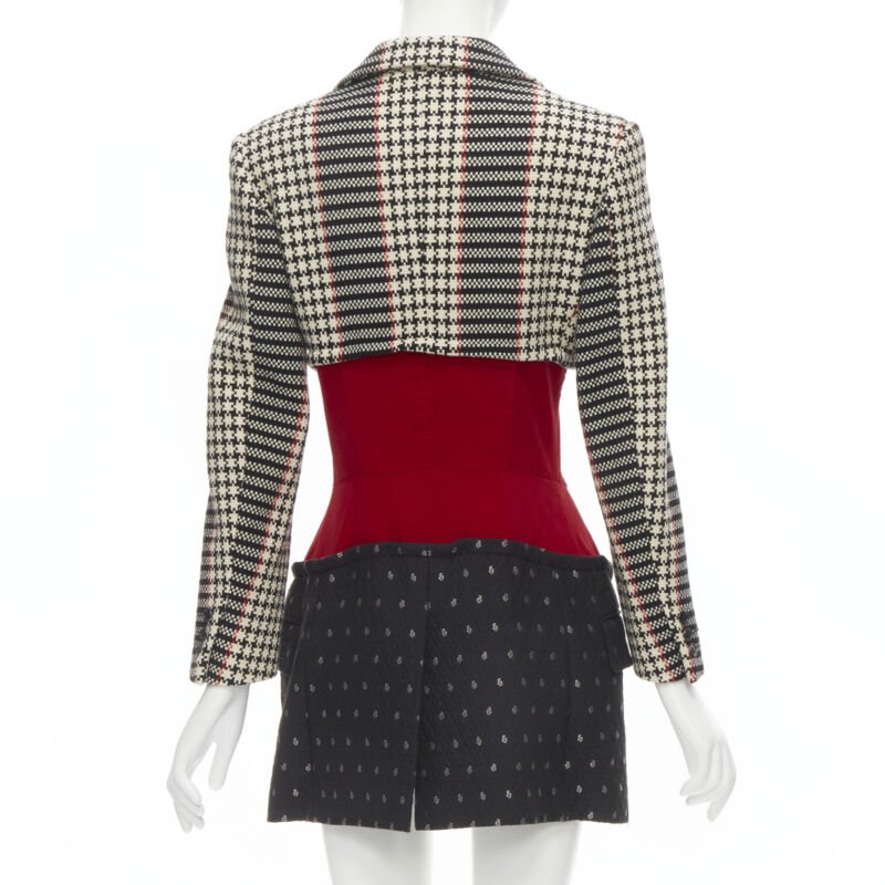 vintage Runway COMME DES GARCONS tweed velvet jacquard deconstructed blazer S
