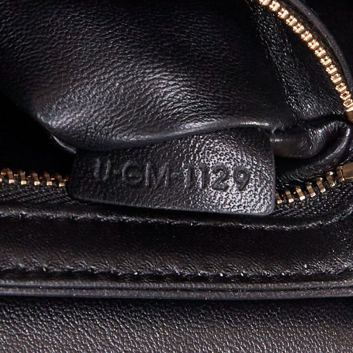 CELINE Teen Triomphe black shiny calfskin gold anagram logo crossbody bag