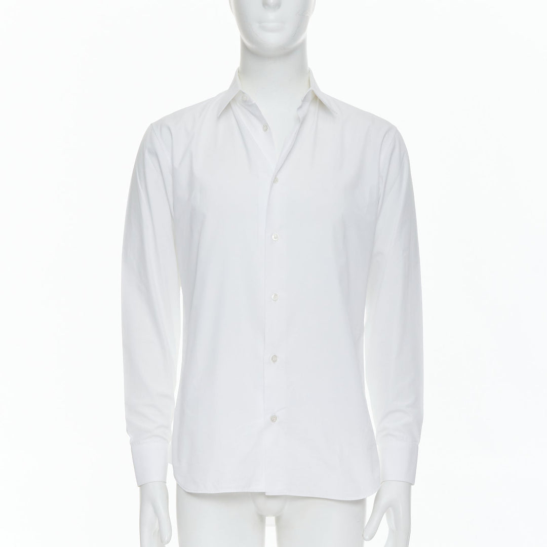 DIOR white 100% cotton shoulder darts plain dress shirt EU39 M
