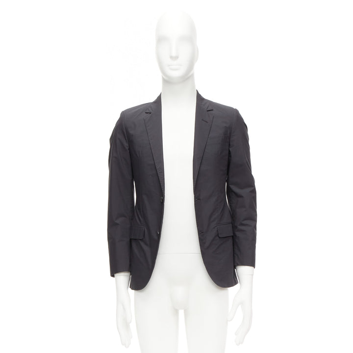 LANVIN dark grey cotton blend nylon minimal single breast suit blazer EU44 XS