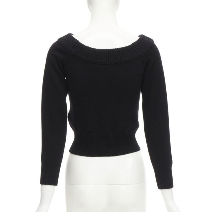 ALEXANDER MCQUEEN 2021 cashmere black coral crystal embroidery sweater S