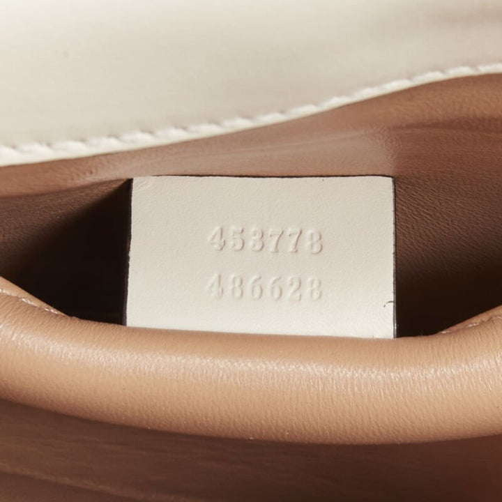 GUCCI Queen Margaret Embellished Bee pearl stud white flap crossbody bag