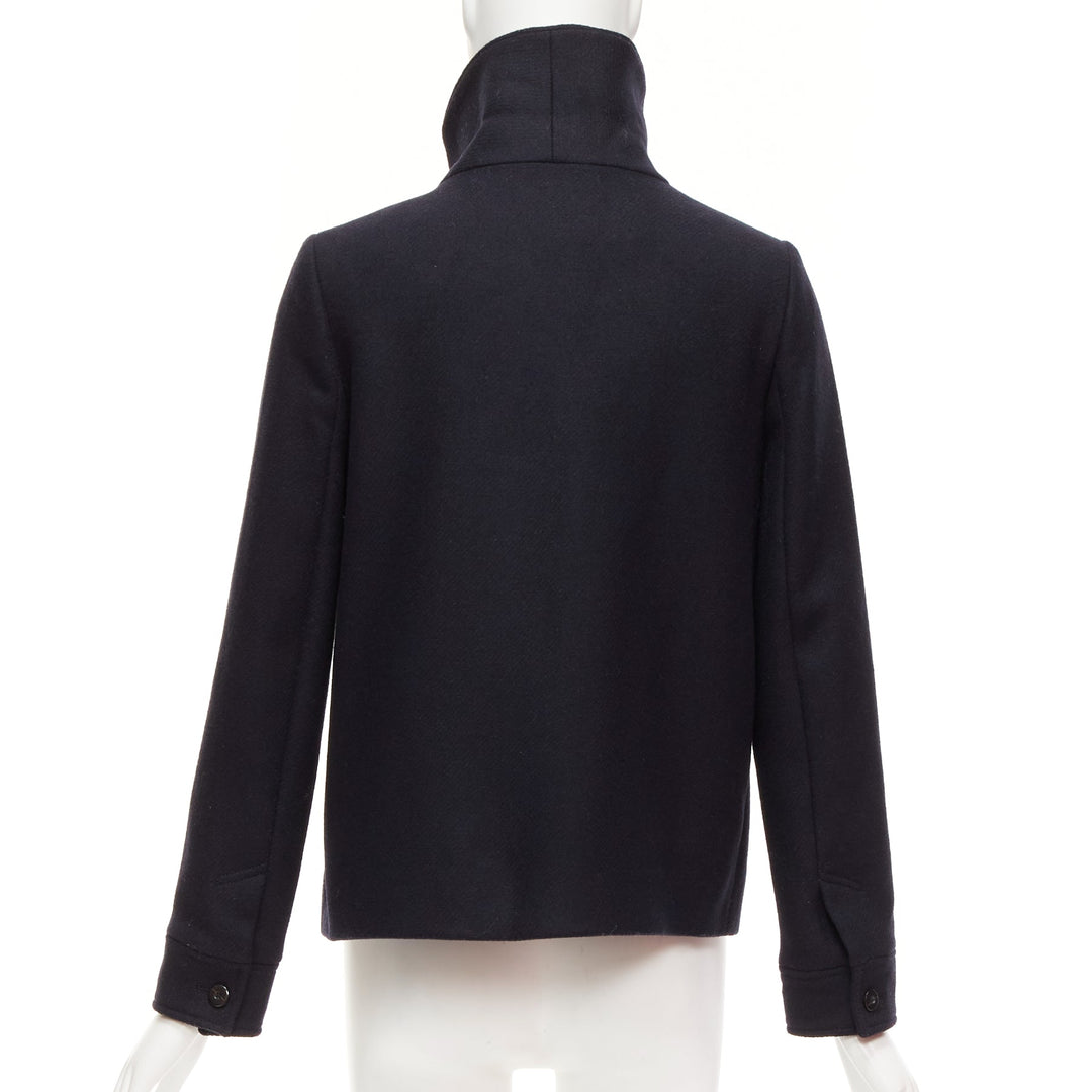 BA&SH black wool blend shawl neck side wrap front short coat Sz1 S