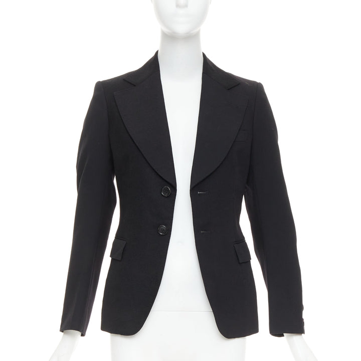 JUNYA WATANABE 2006 black wool contrast wide collar flap pocket blazer XS