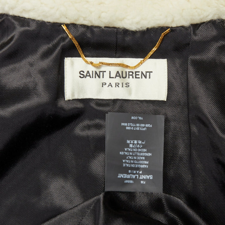 SAINT LAURENT 2017 off white sheepskin shearling teddy coat FR36 S