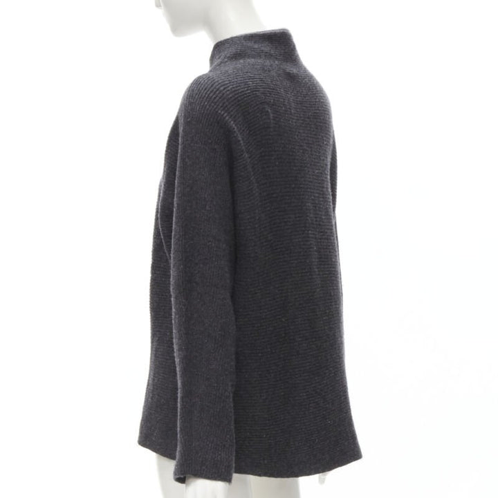 VINCE merino wool cashmere blend ribbed knit mock neck oversized sweater XS