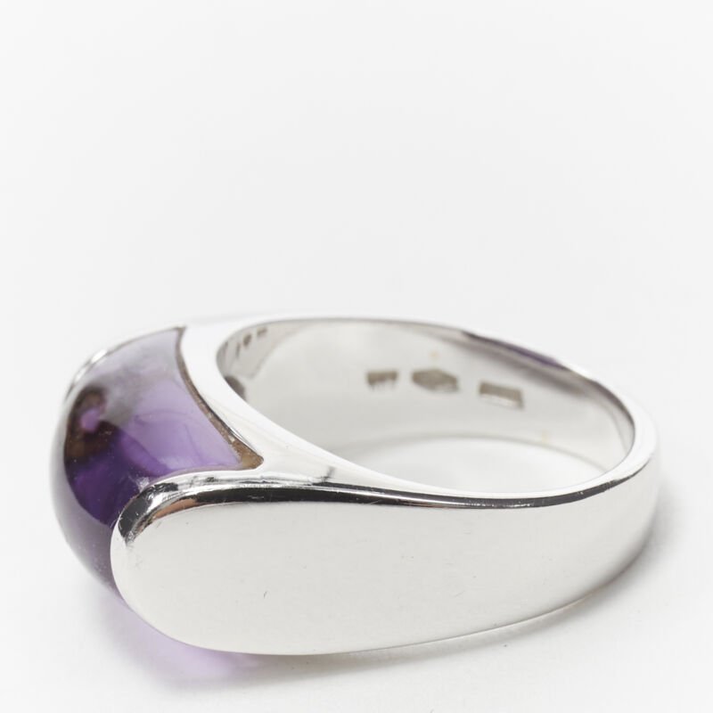 vintage BVLGARI JEWELLERY Amethyst stone silver curved ring