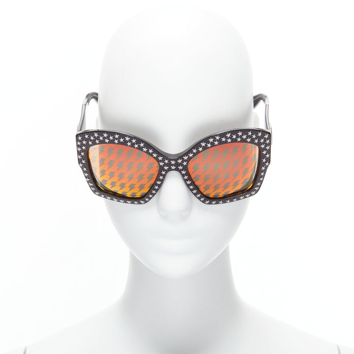 GUCCI GG3870S orange lightning lens square frame star stud sunglasses