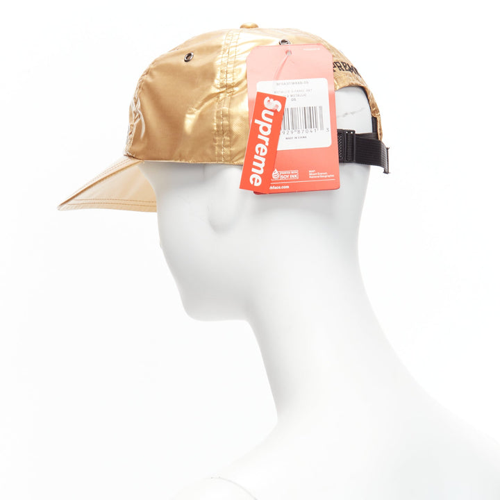 SUPREME The North Face metallic gold black logo 6 panel cap