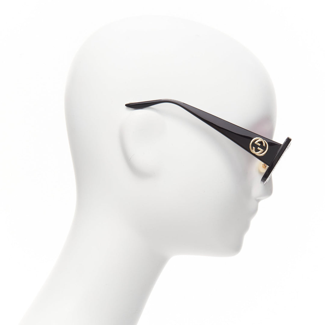 GUCCI GG0974S silver crystal frame pink lens rectangular sunnies