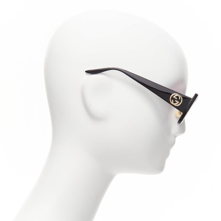 GUCCI GG0974S silver crystal frame pink lens rectangular sunnies