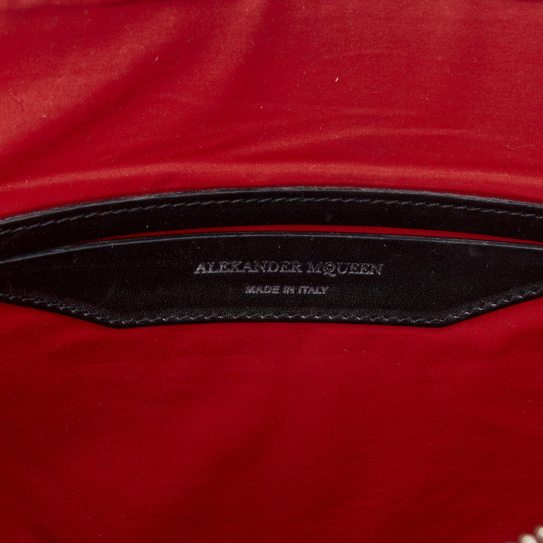 ALEXANDER MCQUEEN black red stripes leather portfolio clutch bag