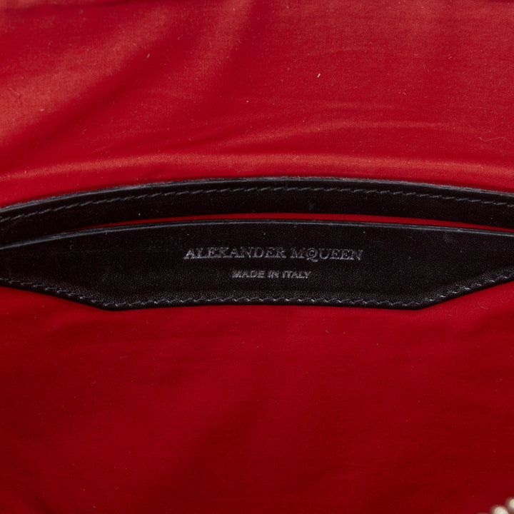 ALEXANDER MCQUEEN black red stripes leather portfolio clutch bag
