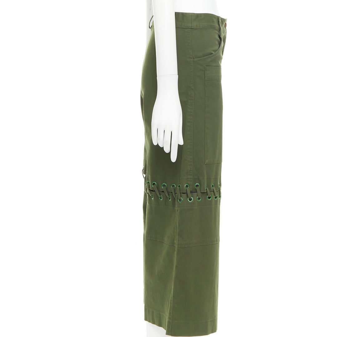 ROSIE ASSOULIN green eyelet lace weaved knee culotte pants US2 S