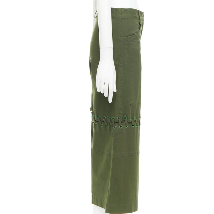 ROSIE ASSOULIN green eyelet lace weaved knee culotte pants US2 S