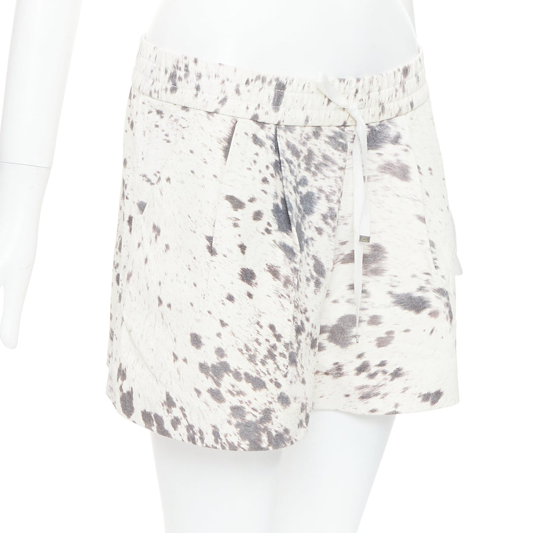 3.1 PHILLIP LIM cream pig leather cow print silk lined shorts US2 S