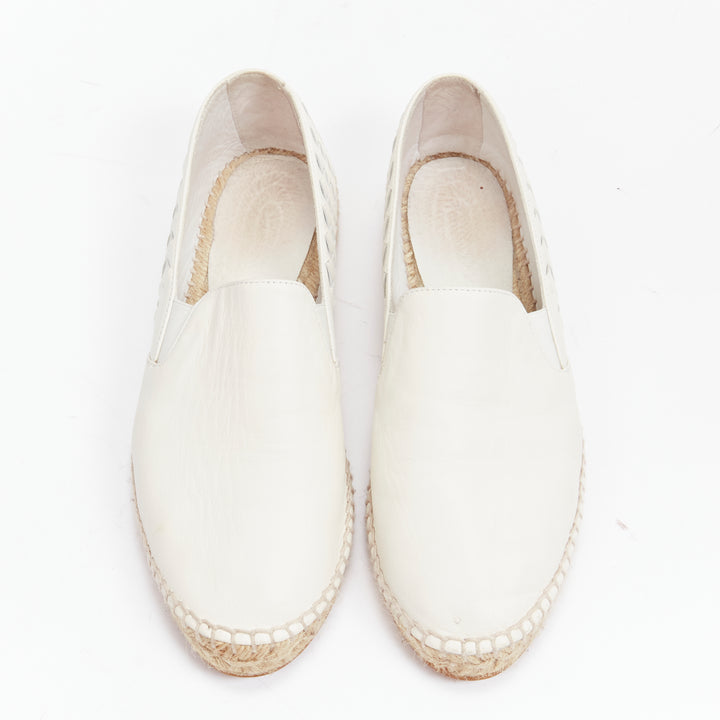 BOTTEGA VENETA white intrecciato woven leather espadrille flats shoes EU37