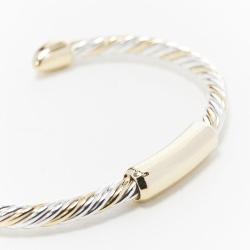 vintage BVLGARI JEWELLERY 18k white yellow gold twist bangle cuff bracelet