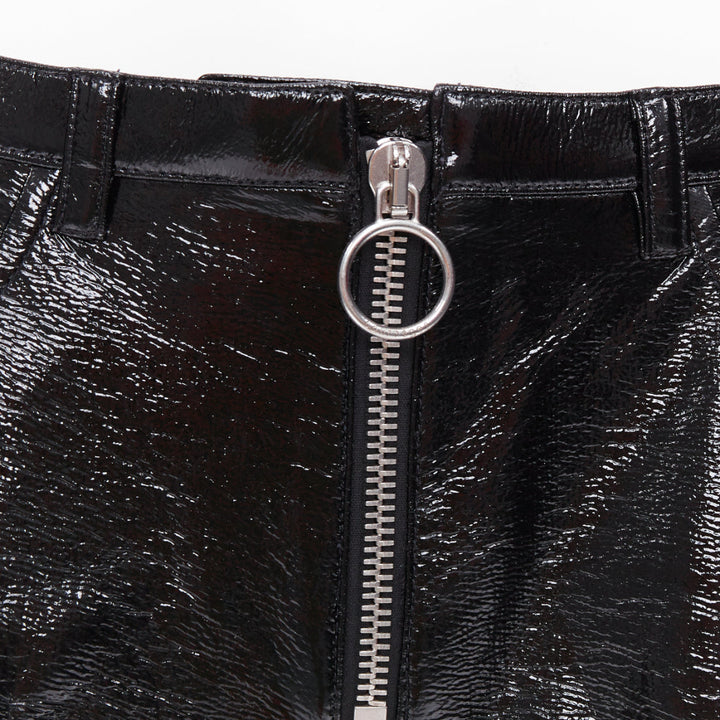 COURREGES black high shine vinyl leg harness cut out boy shorts FR38 M