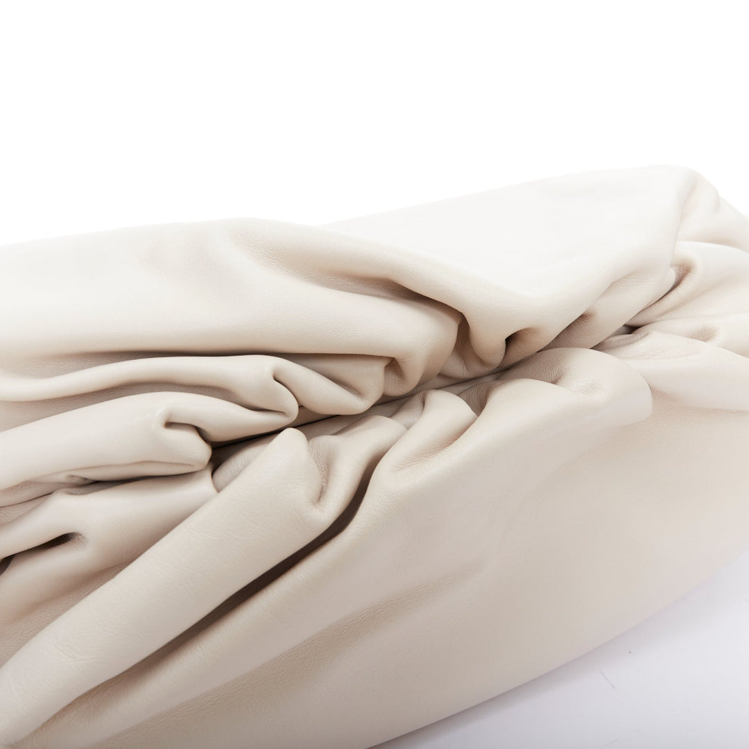 BOTTEGA VENETA Pouch off white cream soft leather oversized clutch bag