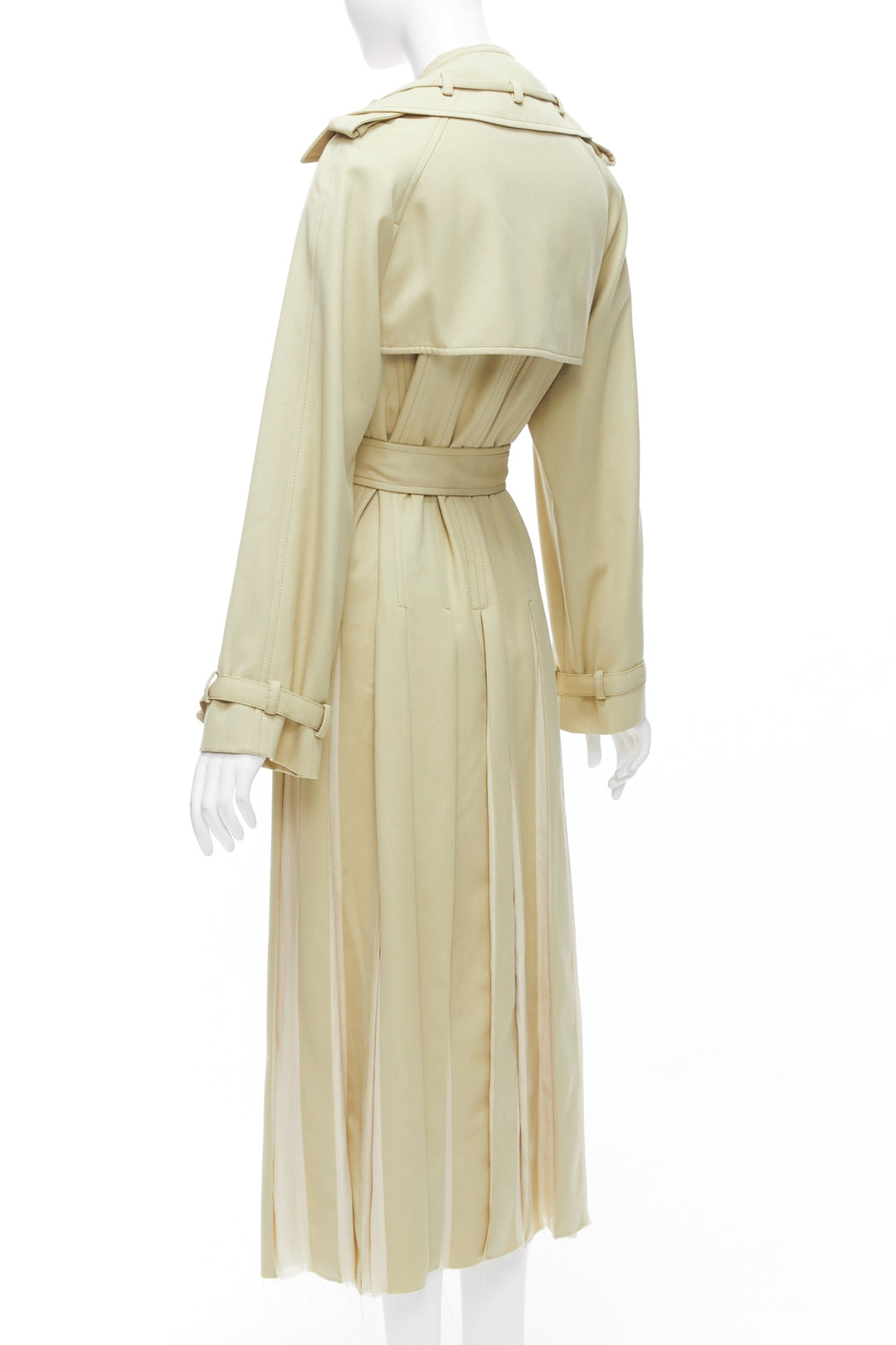 GABRIELA HEARST 100% merino wool silk trimmed pleats trench coat IT40 S