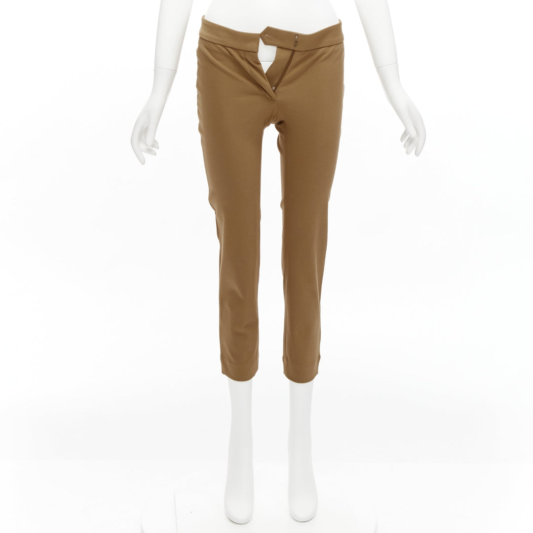 STELLA MCCARTNEY tan brown cotton blend stretchy cropped pants IT38 XS