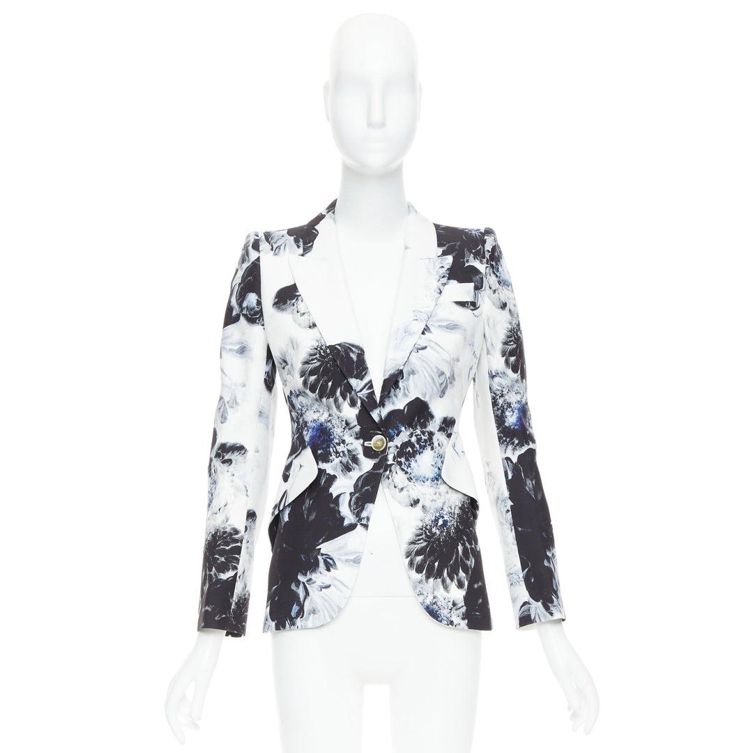 ALEXANDER MCQUEEN 2023 Chiaroscuro Xray floral fitted blazer jacket IT38 XS