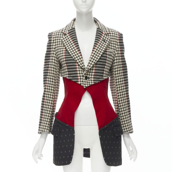 vintage Runway COMME DES GARCONS tweed velvet jacquard deconstructed blazer S
