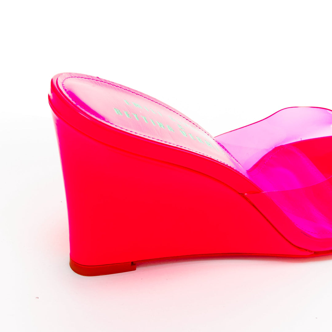 BETTINA VERMILLON Emili Sindlev Britney hot pink PVC wedge mules EU37.5
