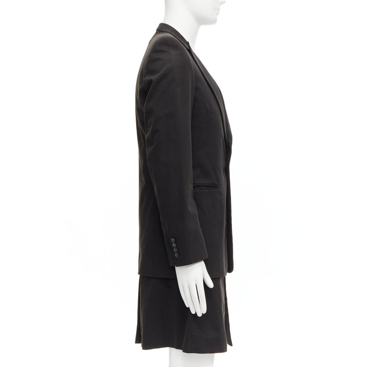RAF SIMONS 2002 cotton black detachable layered longline coat jacket IT46 S