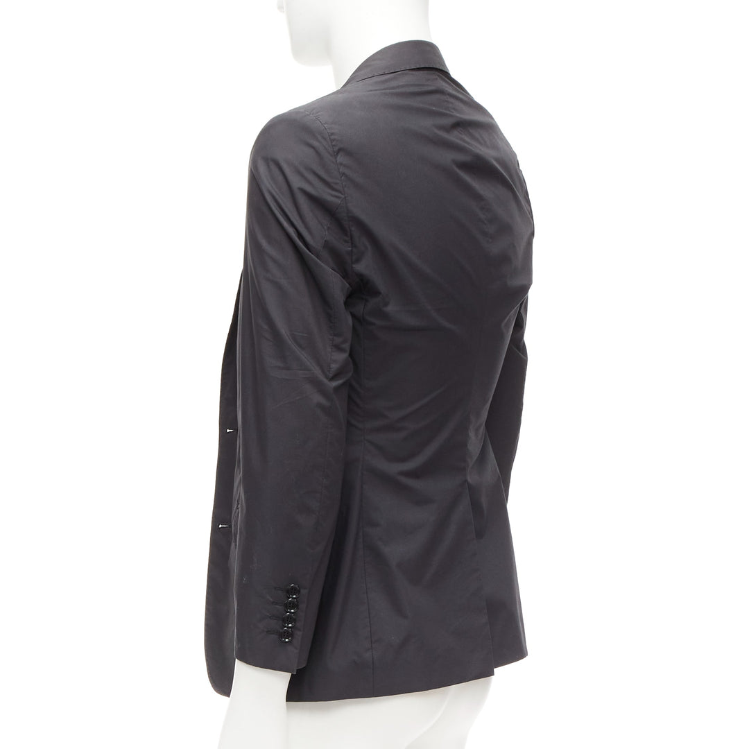 LANVIN dark grey cotton blend nylon minimal single breast suit blazer EU44 XS