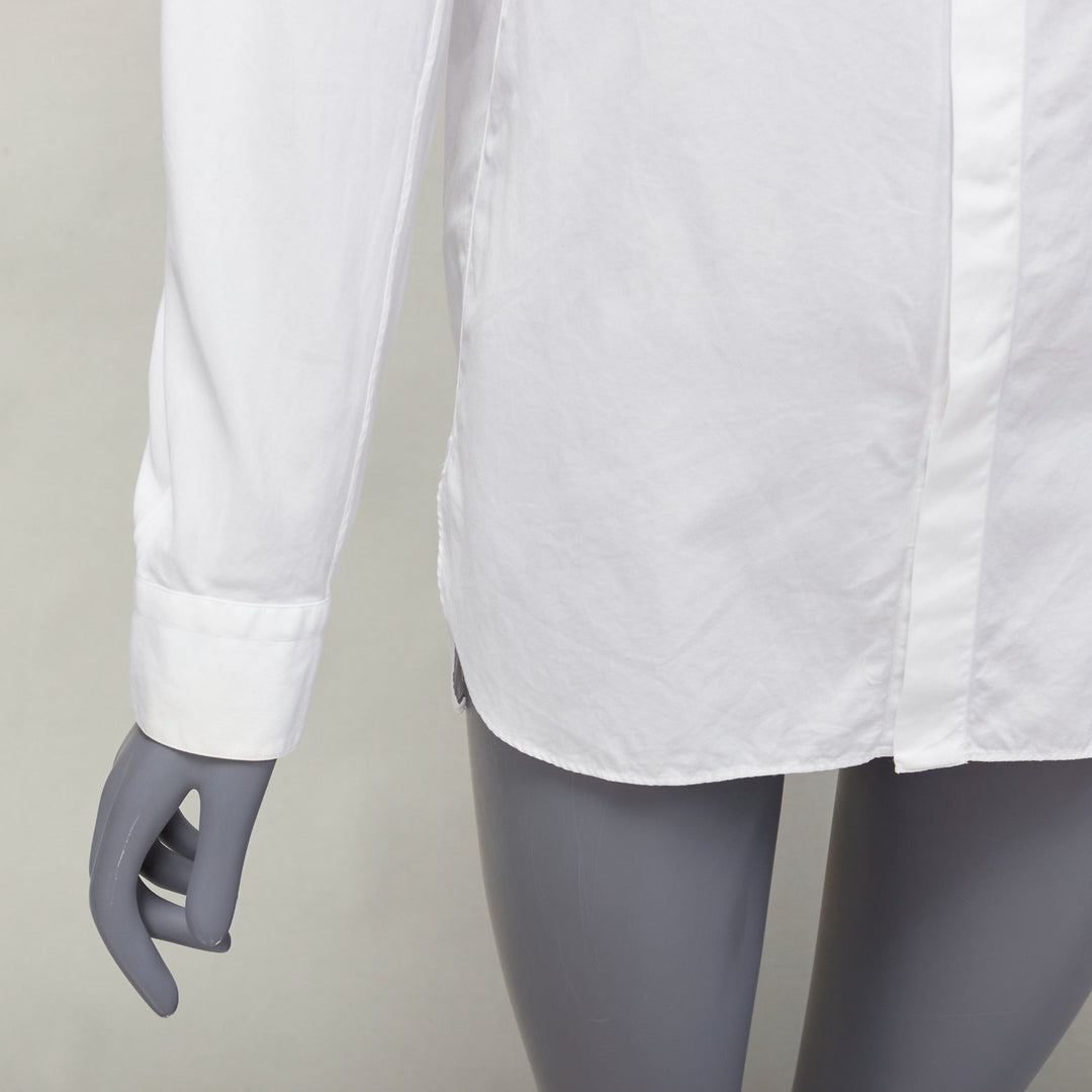 LANVIN white 100% cotton bow tie  collar plain dress shirt EU37 XS