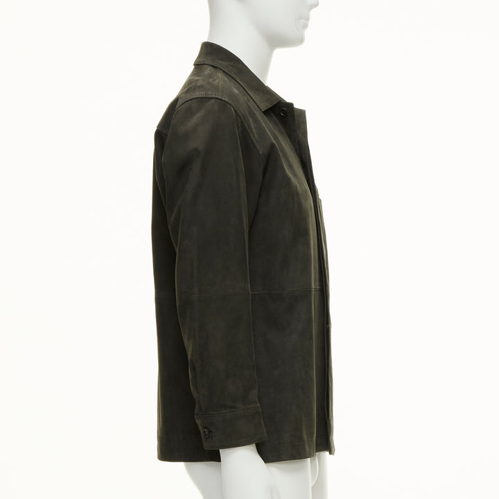 ISSEY MIYAKE WHITE LABEL grey cowhide suede leather overshirt jacket JP1 S