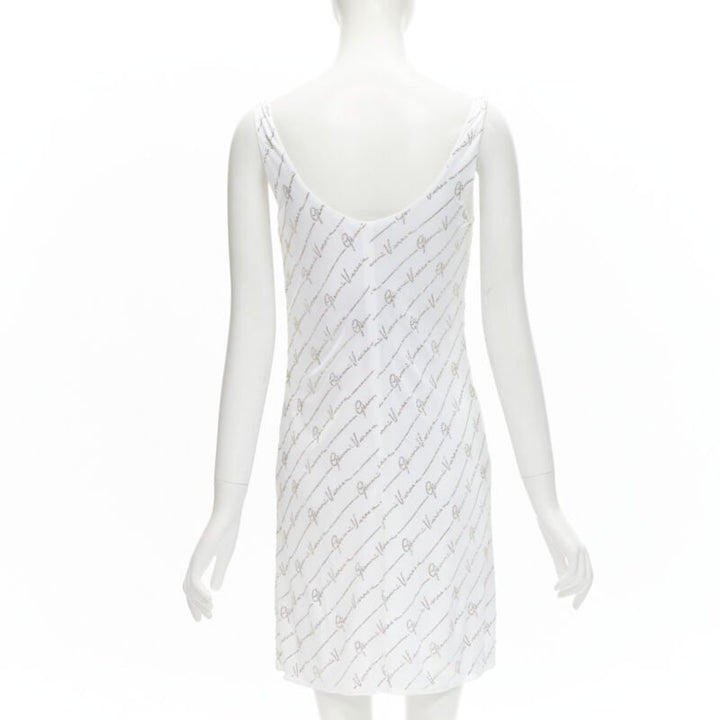 Runway VERSACE Gianni Signature white silver crystal Medusa dress IT44 L