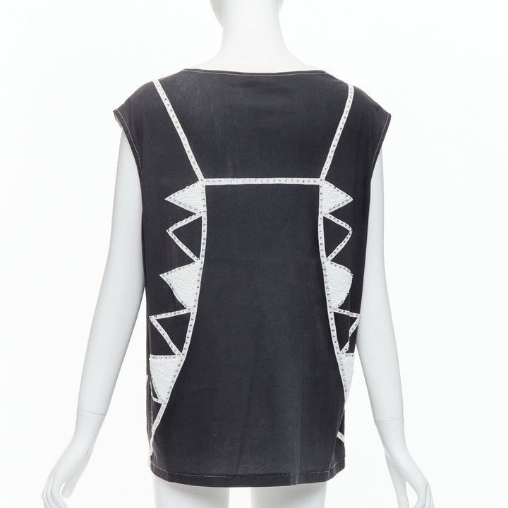 SASS & BIDE Love Shady neon orange black crystal embellished cotton tank S