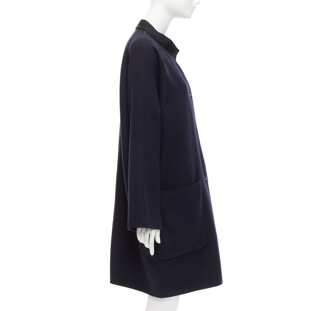 rare HERMES Martin Margiela navy double faced cashmere cocoon coat FR42 XL