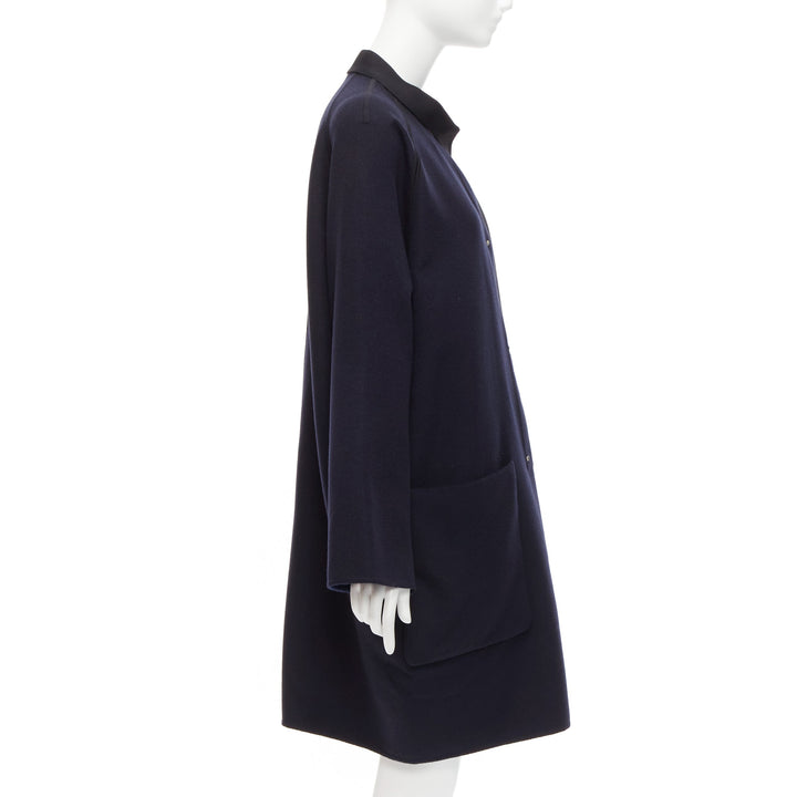 rare HERMES Martin Margiela navy double faced cashmere cocoon coat FR42 XL