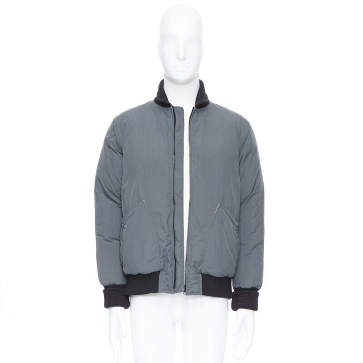 N HOOLYWOOD greey contrast yellow lined goose down padded bomber jacket S