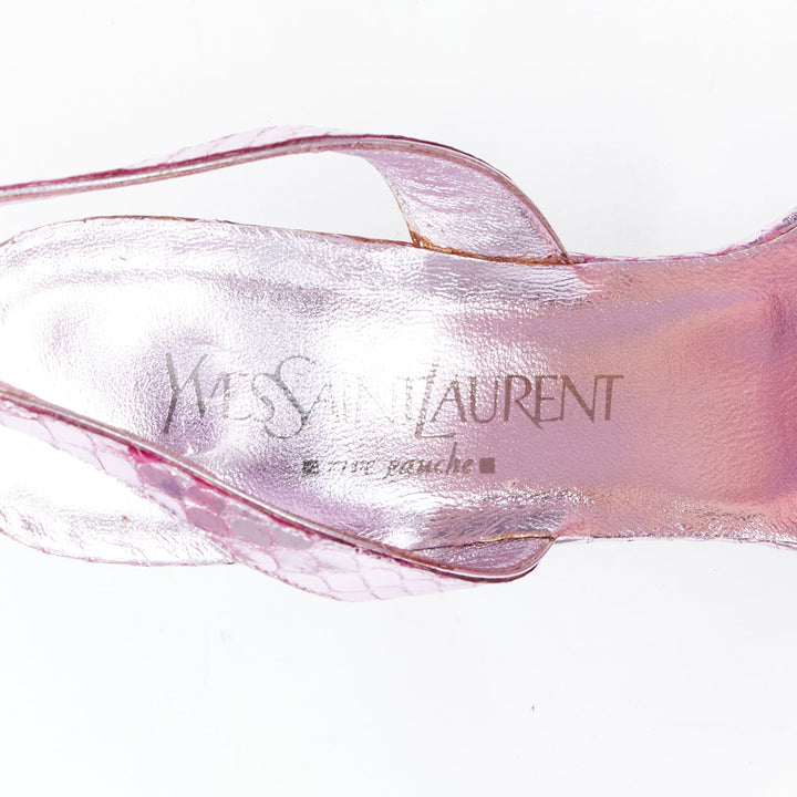 YVES SAINT LAURENT 2011 Tom Ford pink metallic leather slingback heels EU38
