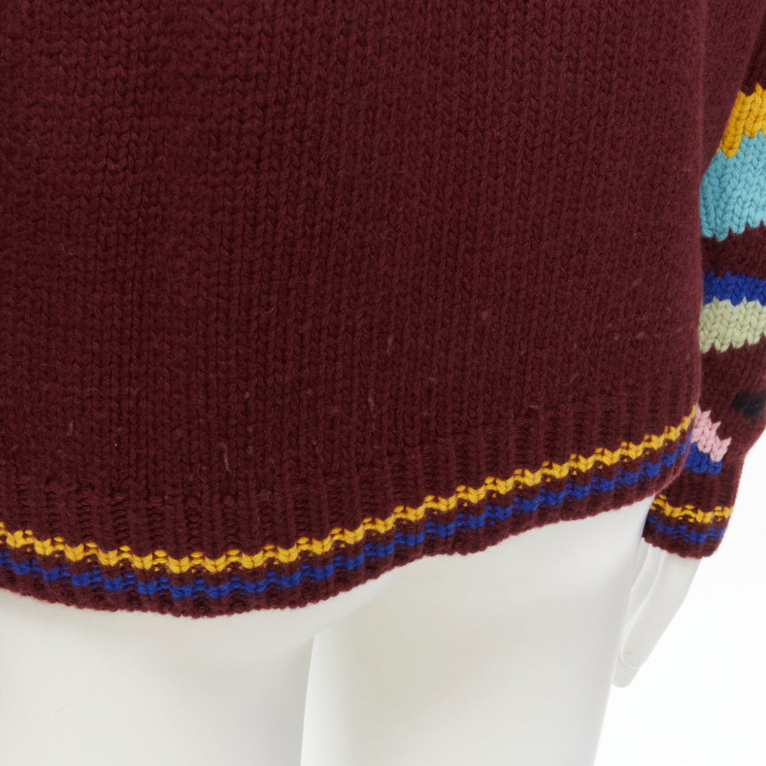PRADA 2018 multicolour graphic virgin wool cashmere crew neck sweater IT48 M