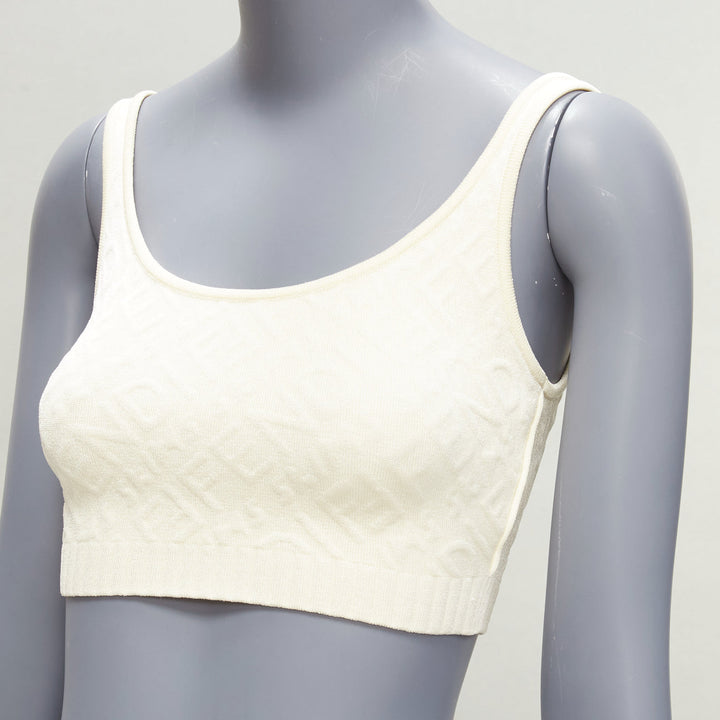 FENDI SKIMS cream logo jacquard scoop neck bralette crop top IT36 XXS