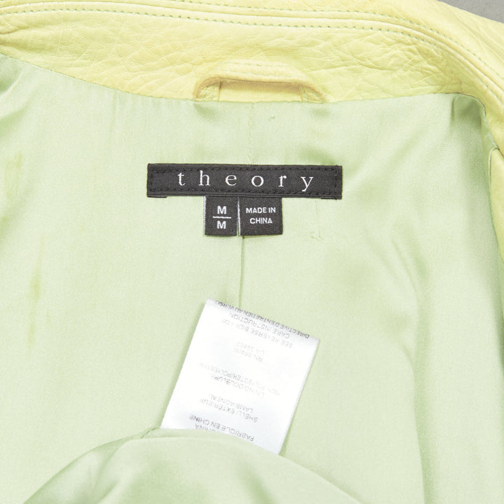 THEORY yellow lambskin leather motorcycle biker jacket M