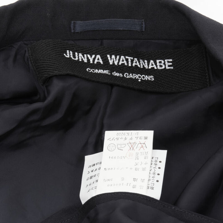 JUNYA WATANABE 1994 navy wool shoulder padded cut out back blazer M
